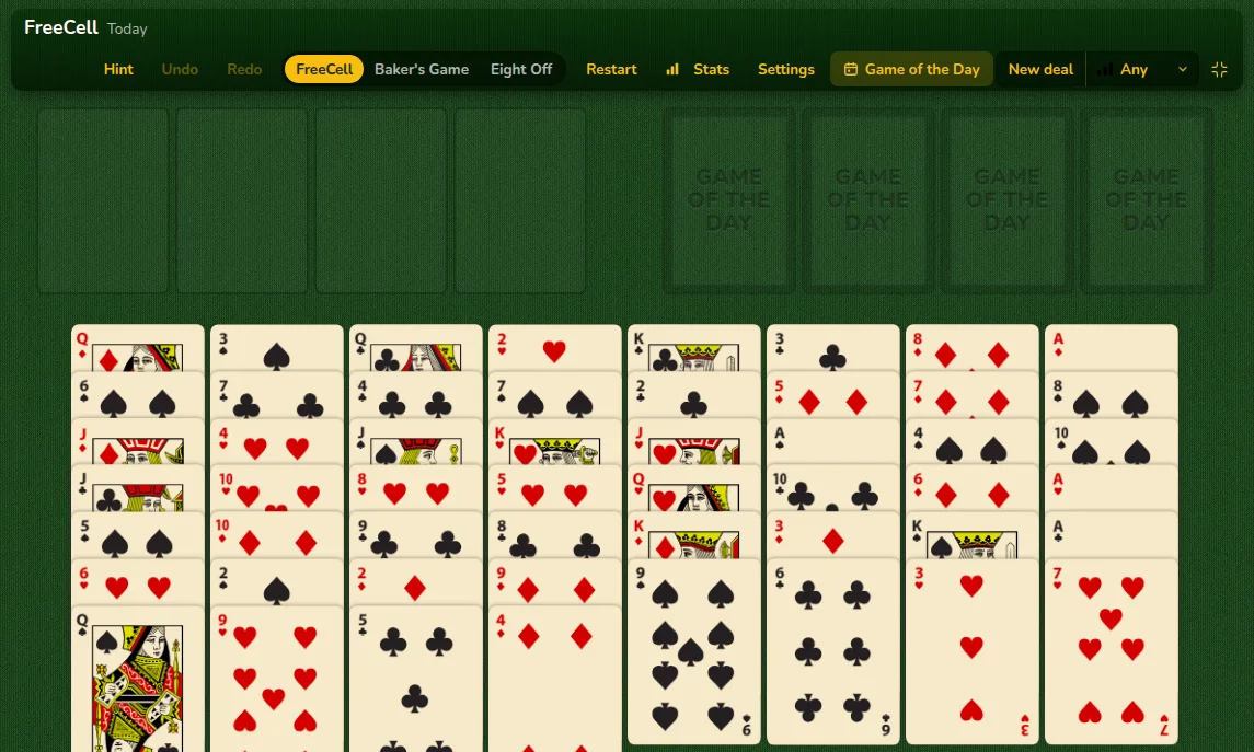Daily FreeCell Solitaire: Free, Always Winnable | Wordgames
