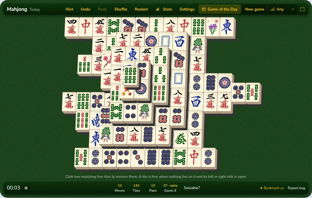 Daily Mahjong Solitaire: Play Free Online | Wordgames